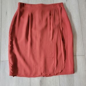 Vintage Saks Fifth Avenue The Works Elegant Rust 100%Silk Skirt